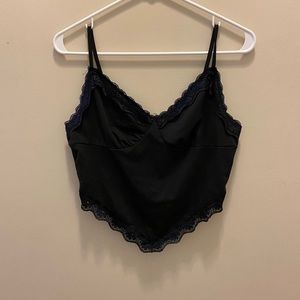 Lace trip crop top